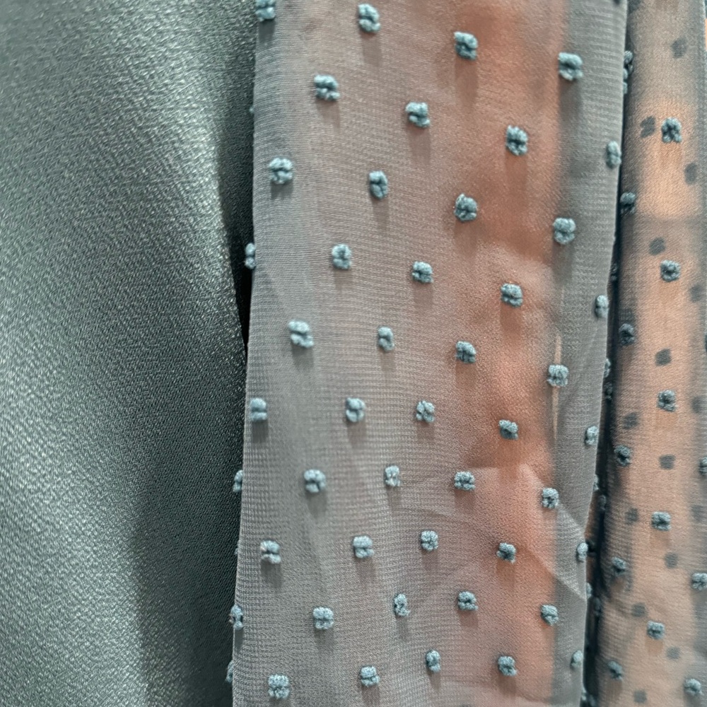 ADRIANNA PAPELL Blouse Swiss Dot Semi-Sheer 3/4 Sleeve Dressy Ink Blue Size 2X - Picture 6 of 9